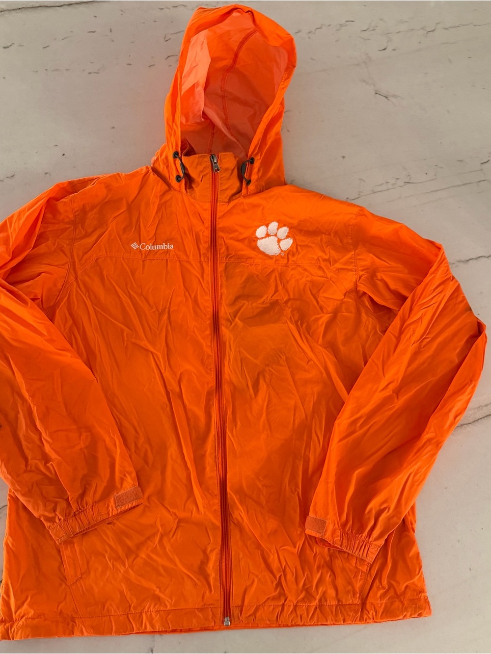 Clemson Tigers Columbia Windbreaker Jacket Men’s L Orange Packable Full Zip